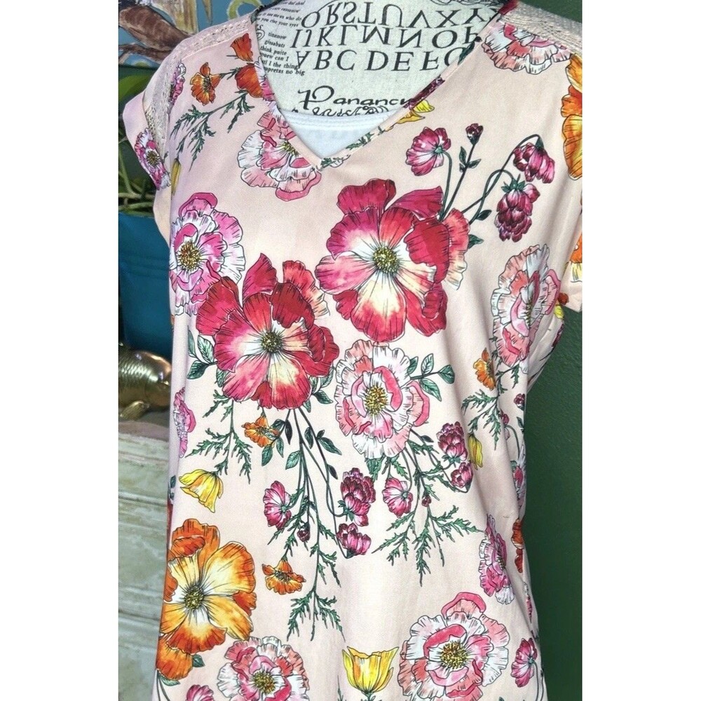 Vtg Y2K Express Floral Satin Blouse Top Sz Small Fairy Artsy Grunge 90s Boho